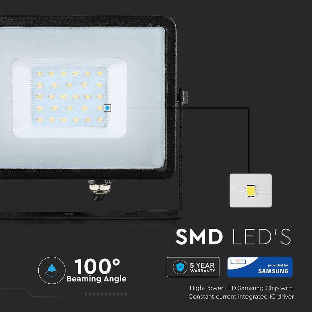 30W Naświetlacz LED SMD, Chip SAMSUNG, Barwa:6400K, Obudowa: Czarna, VTAC, SKU 402