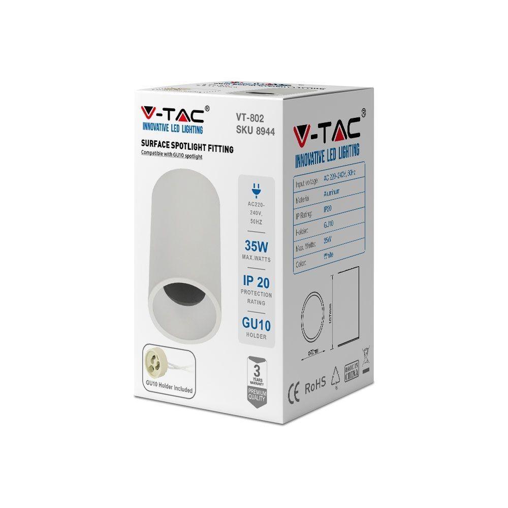 VT-802 SURFACE MOUNTED GU10 FITTING WHITE