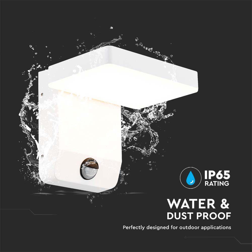 VT-11020S 17W LED WALL LIGHT WITH SENSOR 3000K WHITE BODY SQUARE IP65