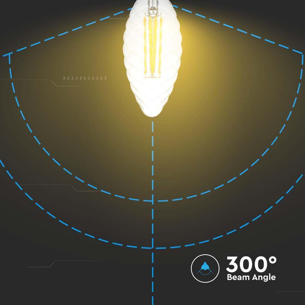 VT-1985D 4W LED TWISTED CANDLE FILAMENT BULB 3000K E14 DIMMABLE