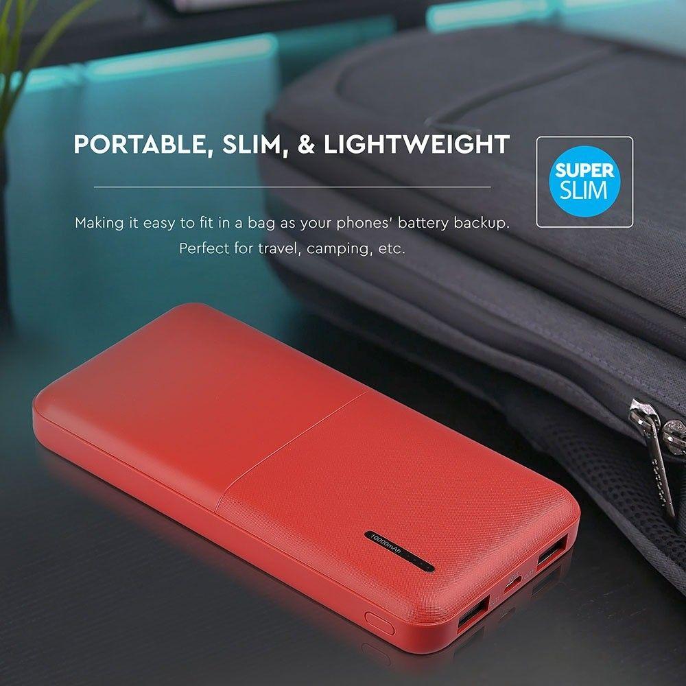 Power Bank, 3.7V/10000mAh, Czerwony, VTAC, SKU 8899