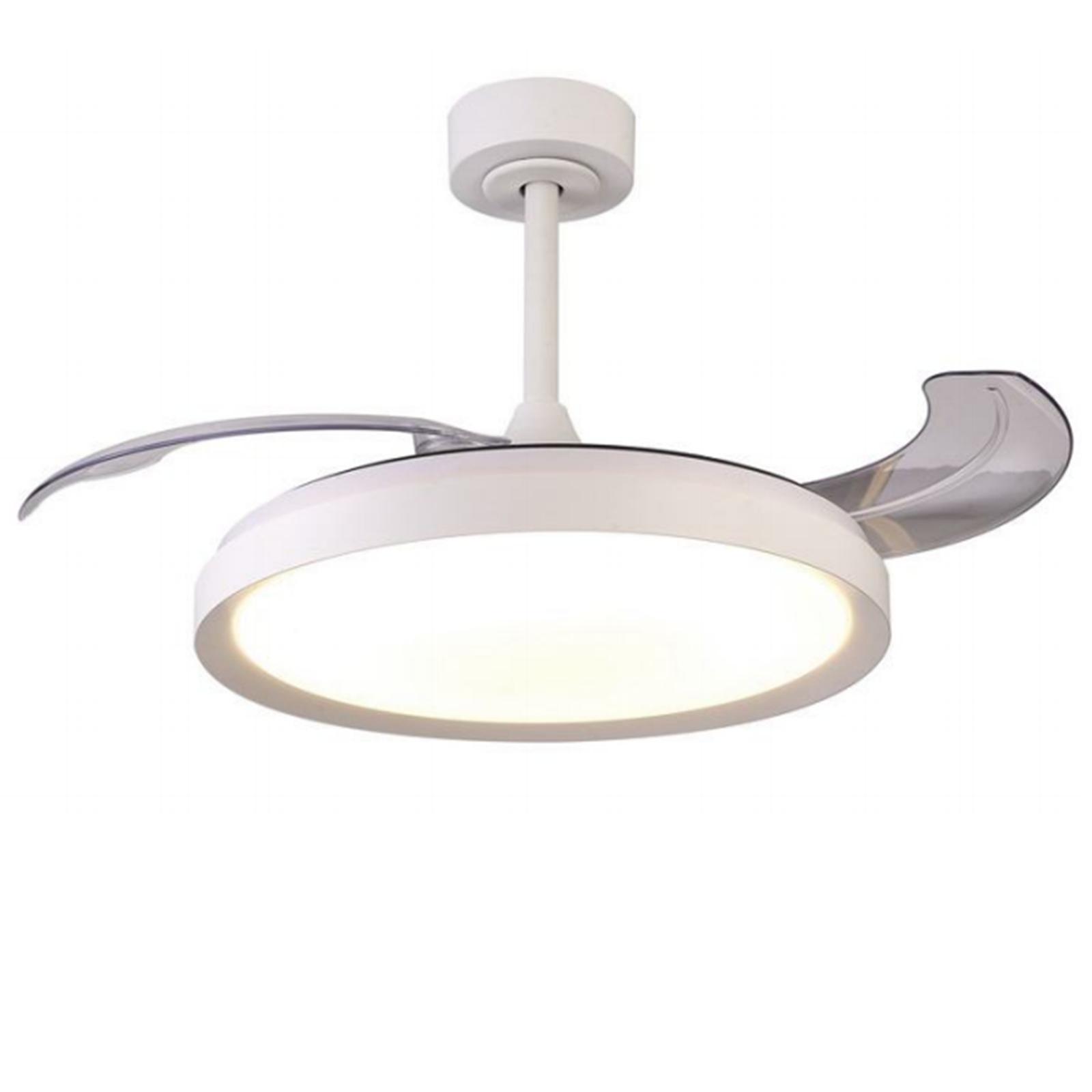 Folding invisible leaf ceiling fan light 42-inch 3-leaf 6-level  white