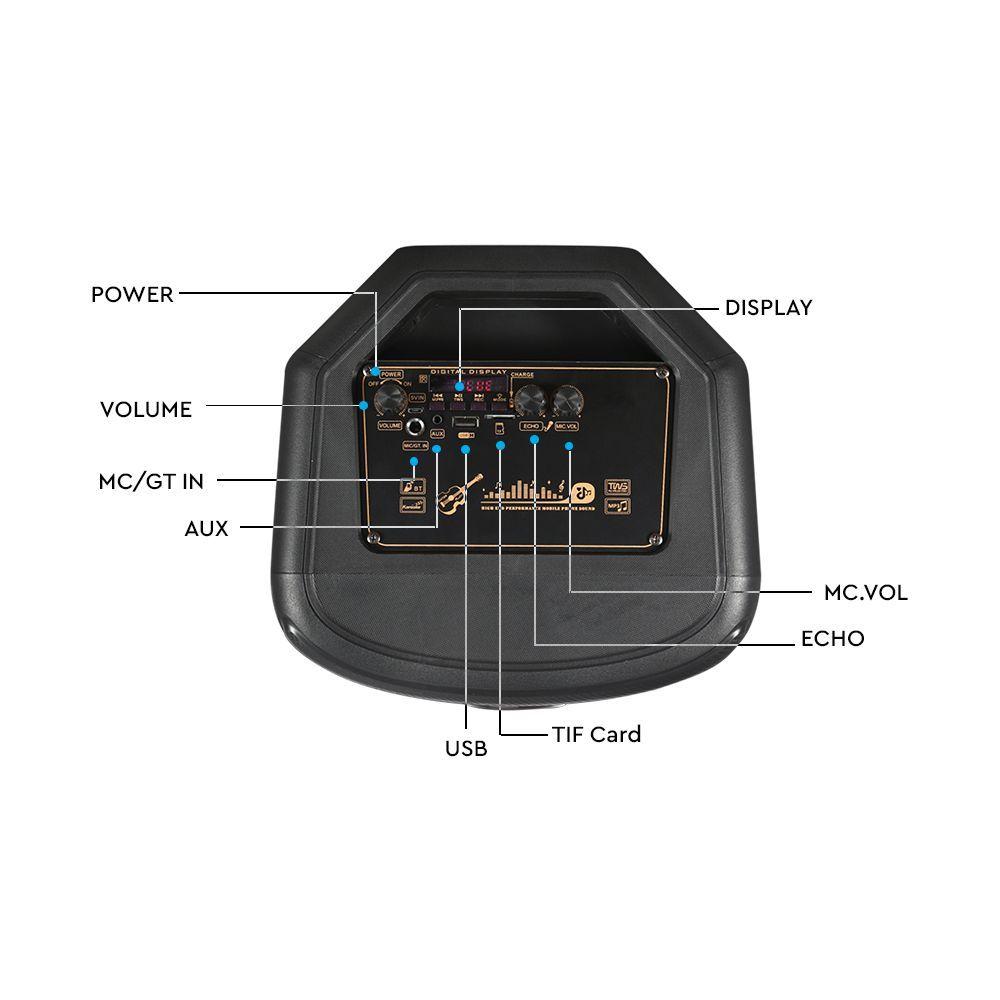 Przenośny głośnik bluetooth, gniazdo USB, slot na kartę micro SD/gniazdo AUX/ Mikrofon/ Podświetlenie LED, VTAC, SKU 7677