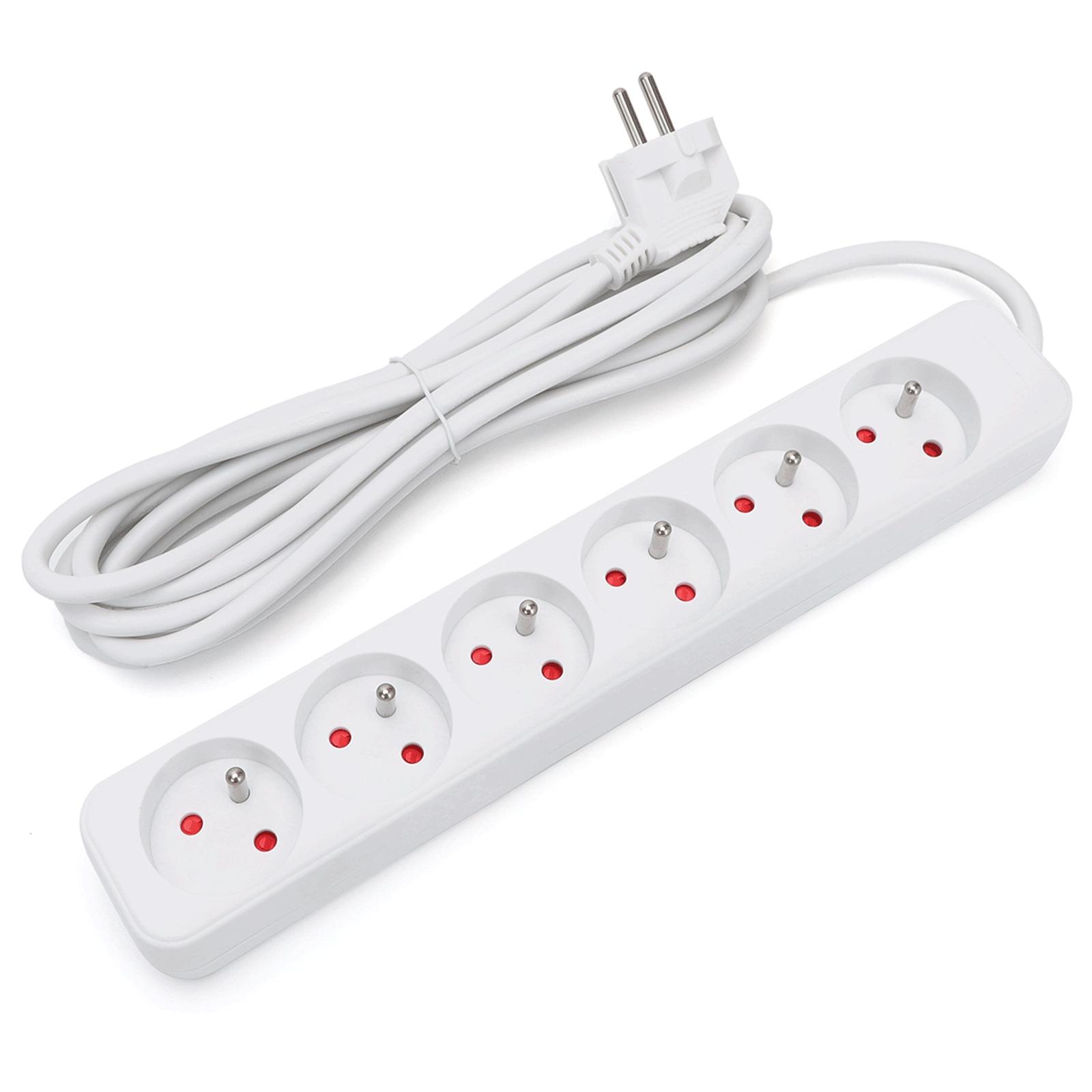 Power strips 6-way 3m H05VV-F 3G1.0m㎡ White