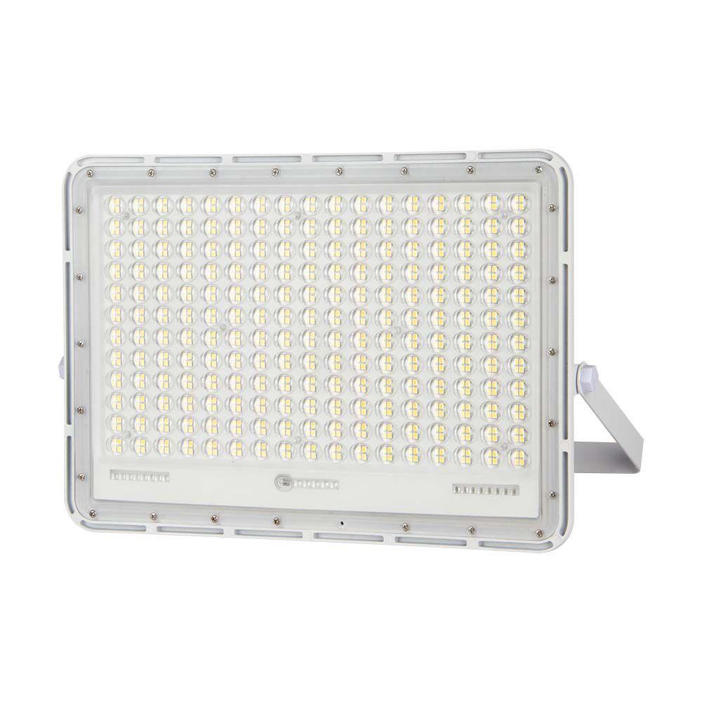 30W Solar LED floodlight with twilight sensor, Panel with Cable: 3m, Remote control, 20000mAh Battery/ Colour:4000K, Housing: White, VTAC, SKU 7848