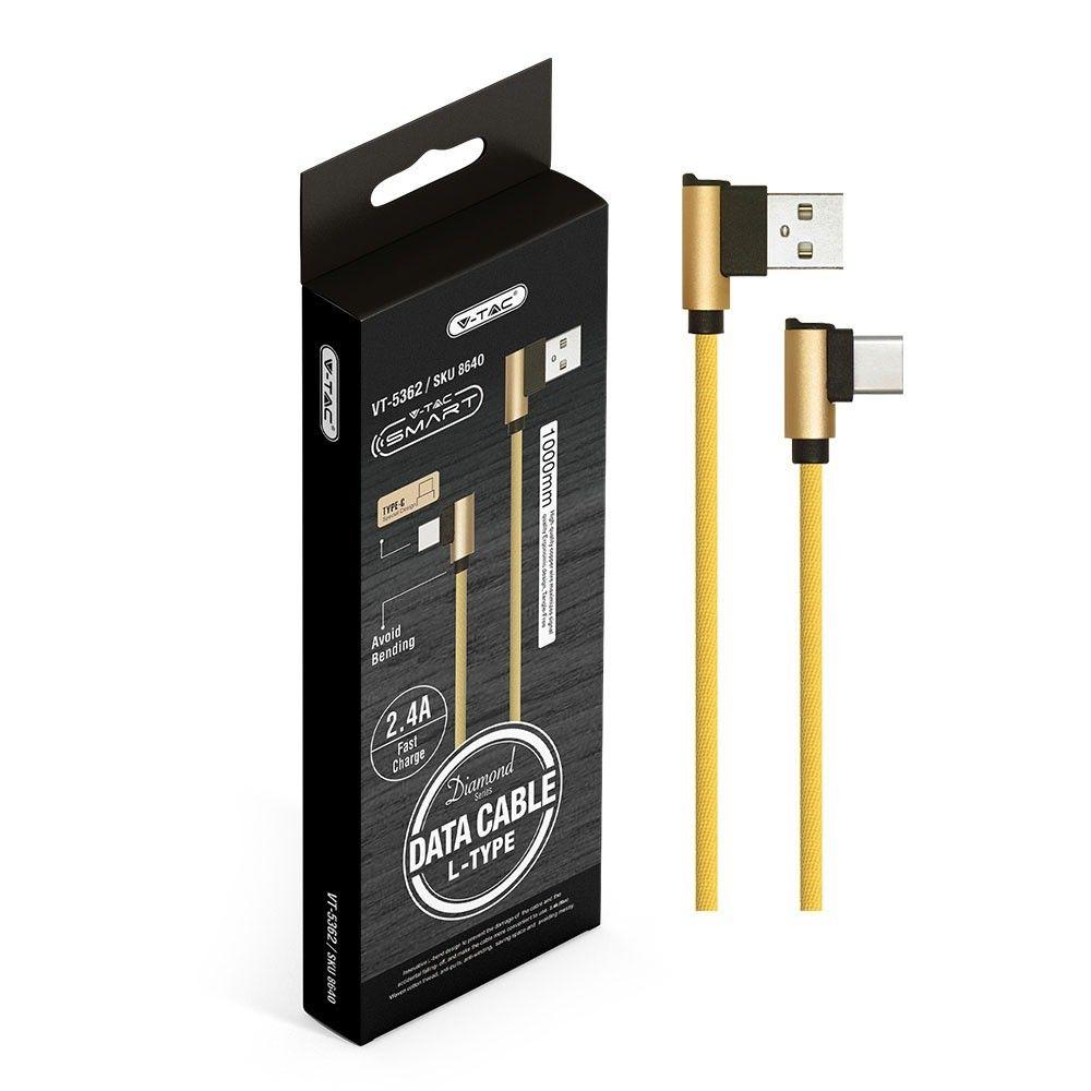 VT-5362 1M TYPE-C USB CABLE L-TYPE -GOLD(DIAMOND SERIES)