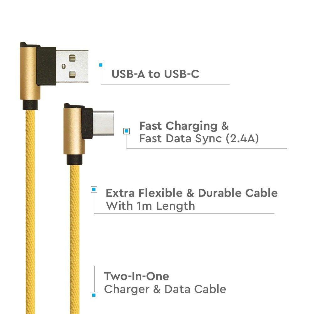 VT-5362 1M TYPE-C USB CABLE L-TYPE -GOLD(DIAMOND SERIES)