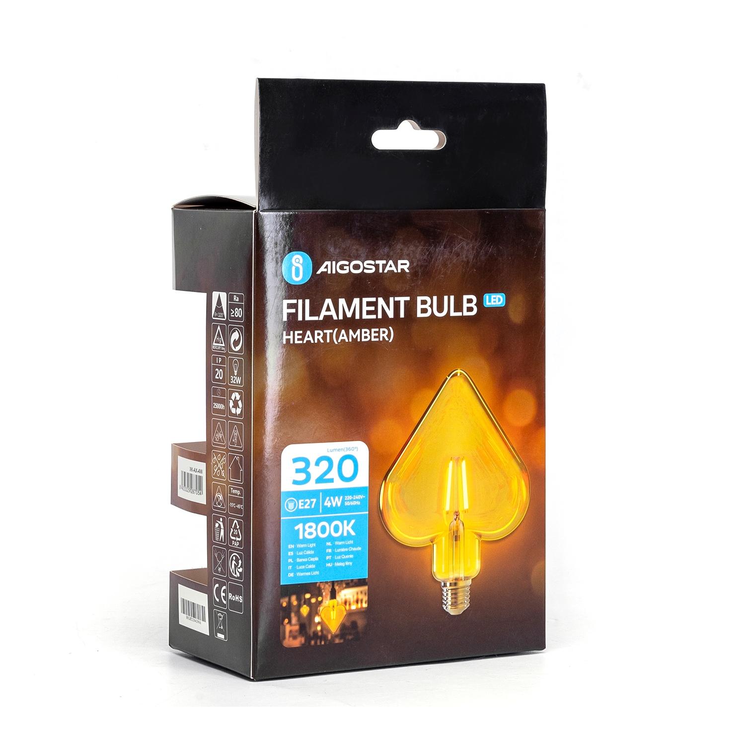 LED Filament Bulb (Heart) E27 4W