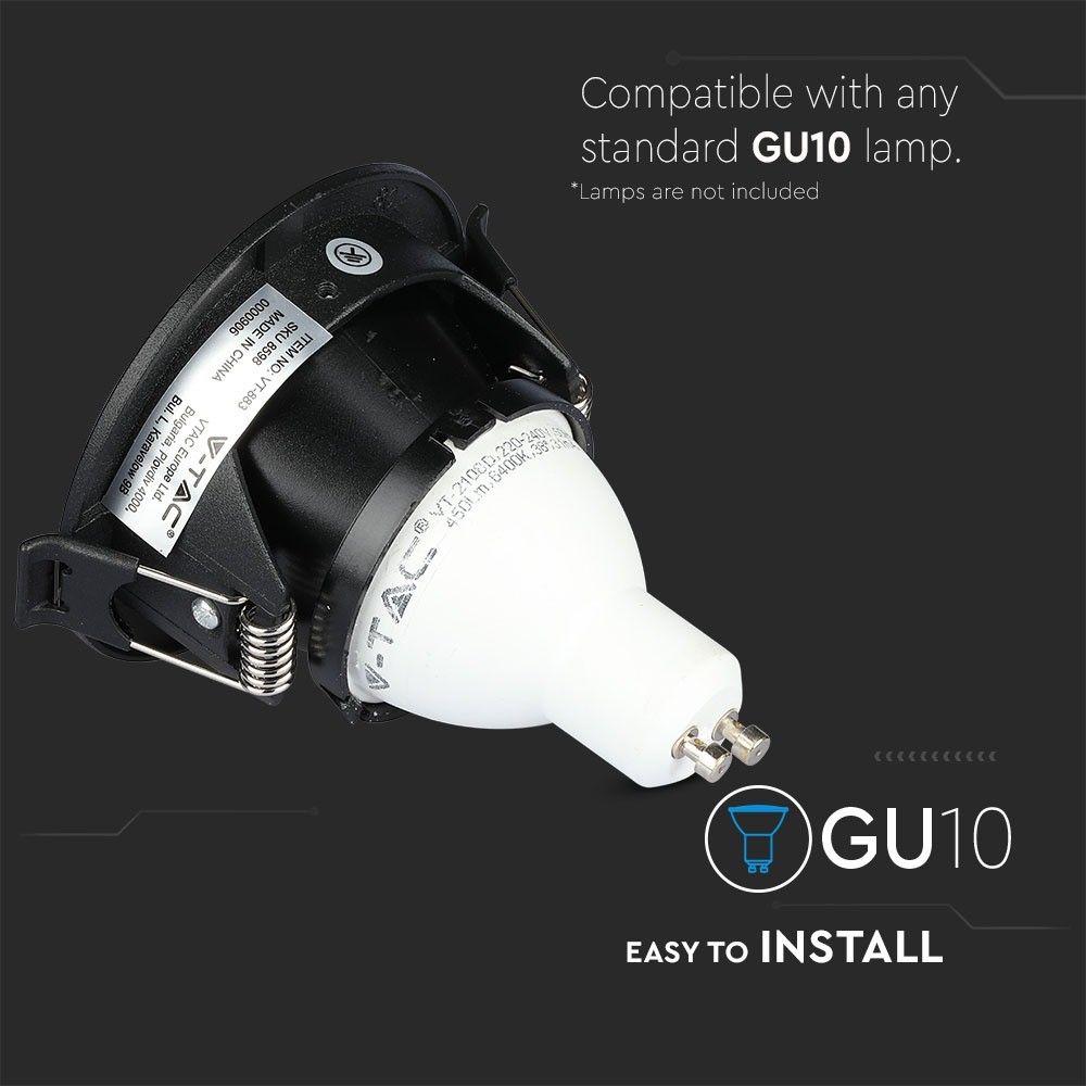 VT-883 GU10 FITTING SQUARE BLACK+BLACK