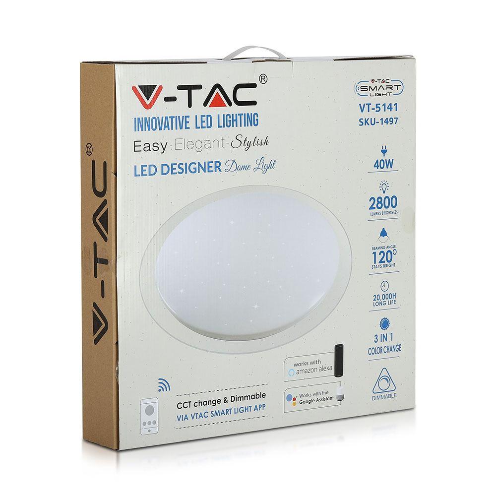 VT-5141 40W SMART LED DOMELIGHT WORKS WITH ALEXA & GOOGLE HOME WW-CW-STAR COVER