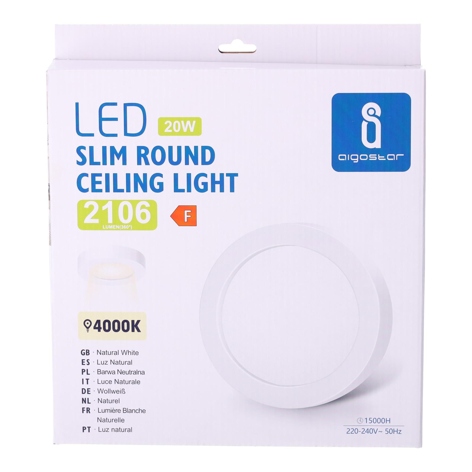 E6 LED  Surface-mounted Round Downlight 20W Natural Light