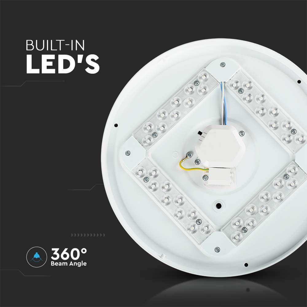 24W Plafon LED DOME, Średnica: 350, Klosz: Efekt gwiazdek, Barwa:3w1, VTAC, SKU 217606