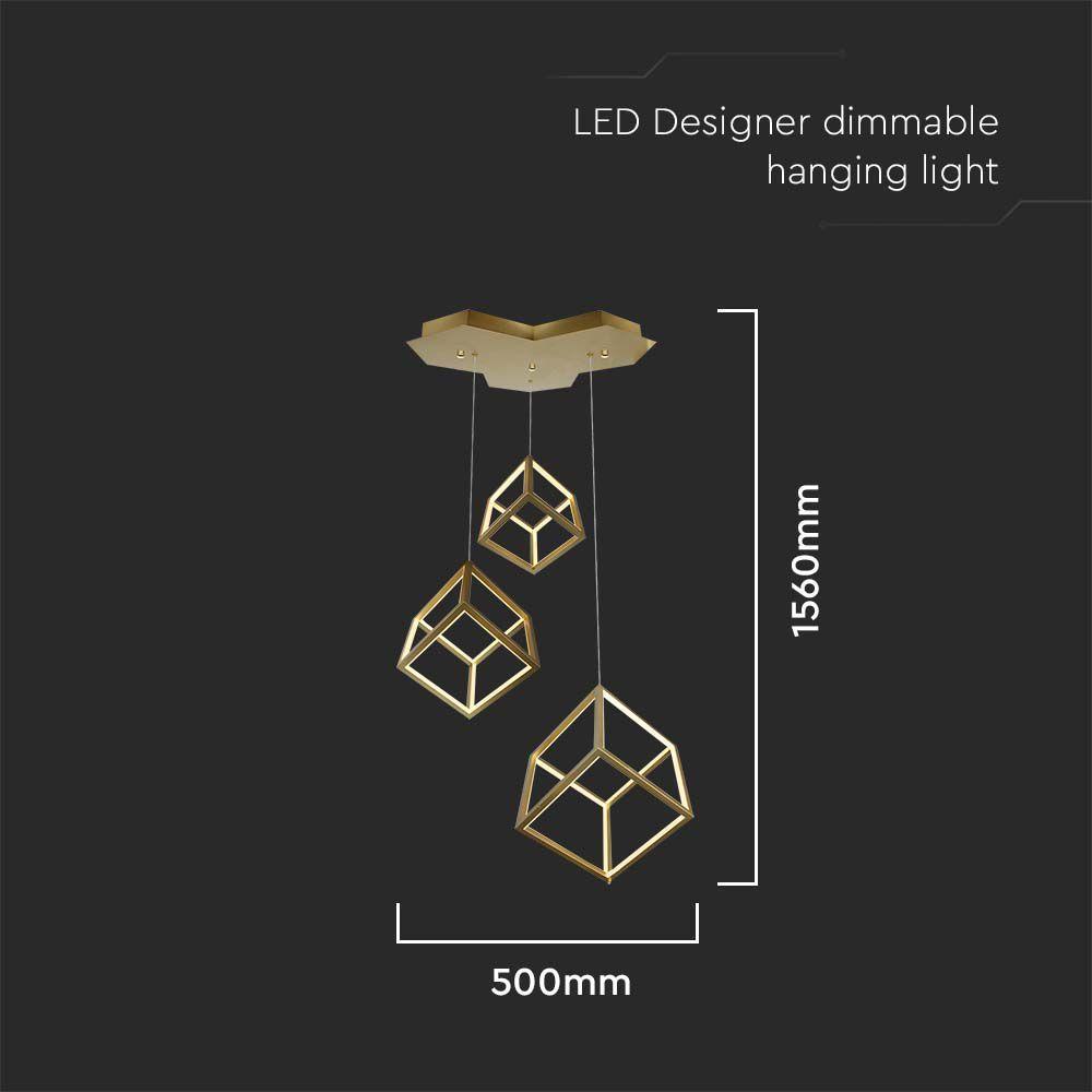 46W Dekoracyjna lampa wisząca LED L56*W48.5*156CM, Barwa: 3000K, Obudowa: Złota     , VTAC, SKU 15341