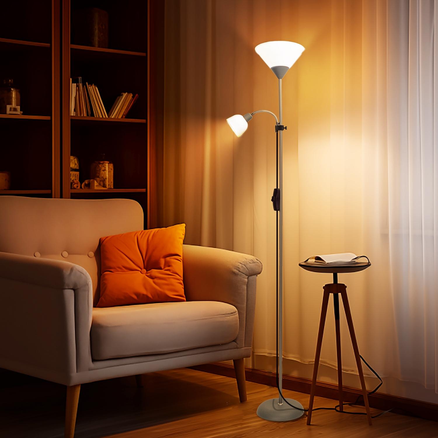 Double-headed floor lamp E14+E27 without bulb