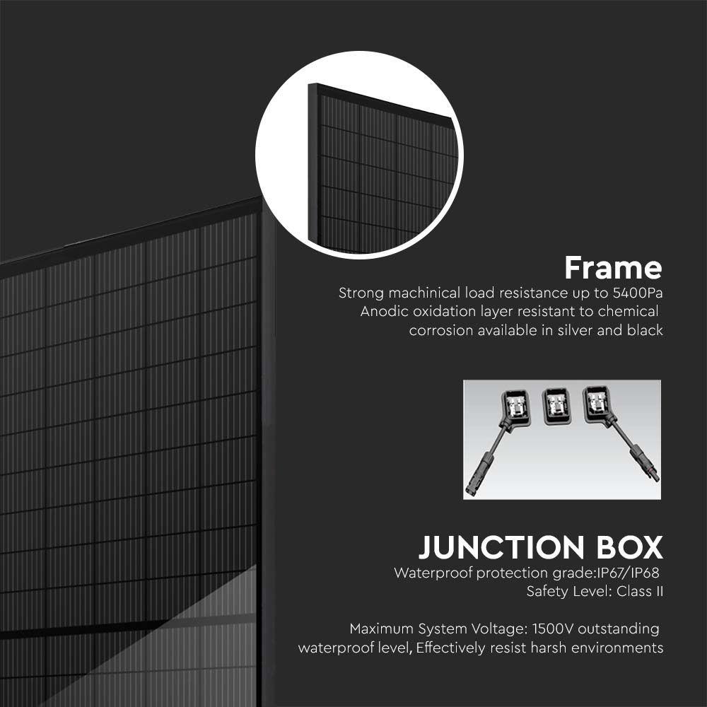 PANEL FOTOWOLTAICZNY VT-410B O MOCY 410kWP, MONO KRYSTALICZNY, HALF CUT, W CZARNEJ RAMIE, KABEL 100CM 4mm², WYMIARY (D:1722*1134*35MM) , VTAC, SKU 11519