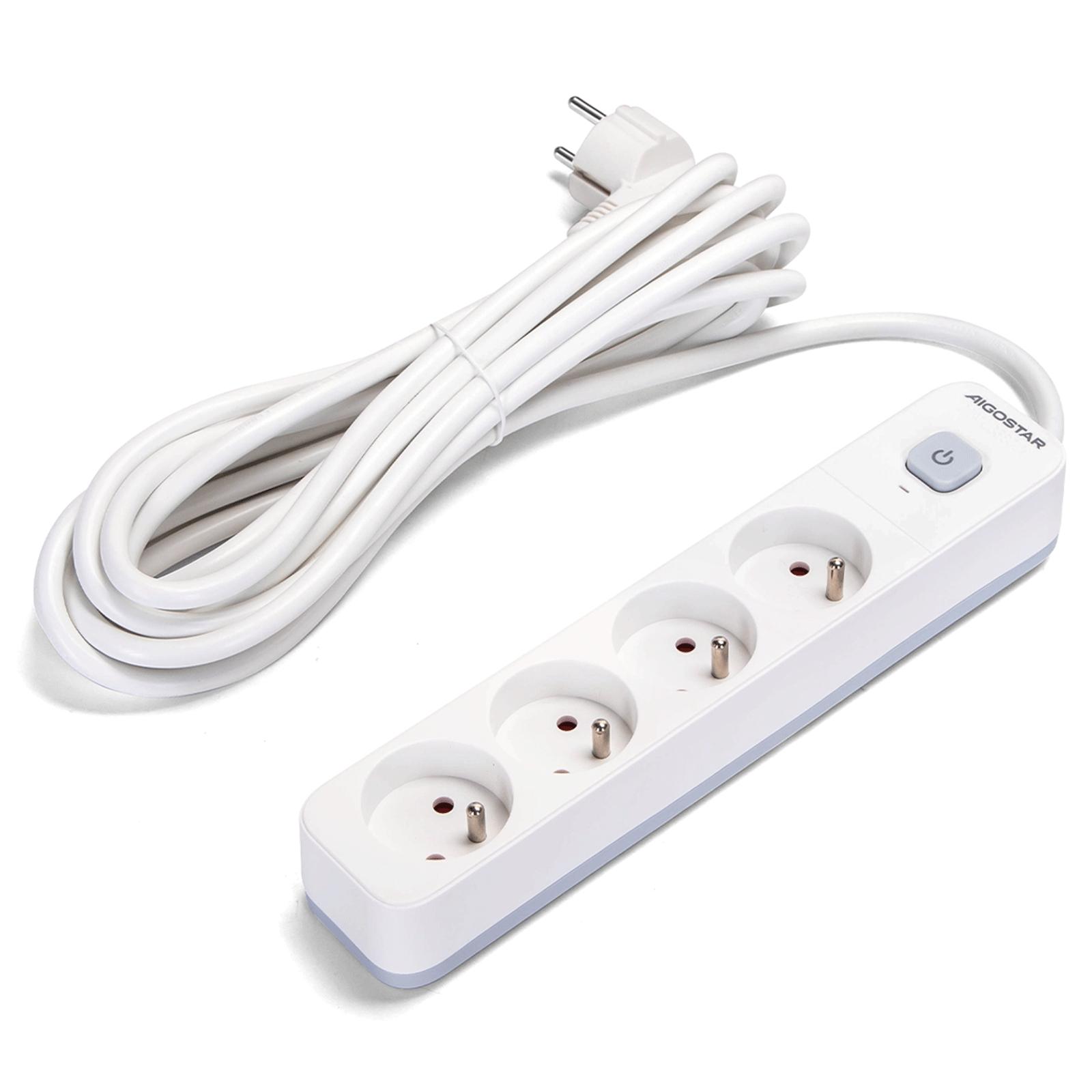 Power strips 4-way 5m H05VV-F 3G1.5m㎡ White and Gray