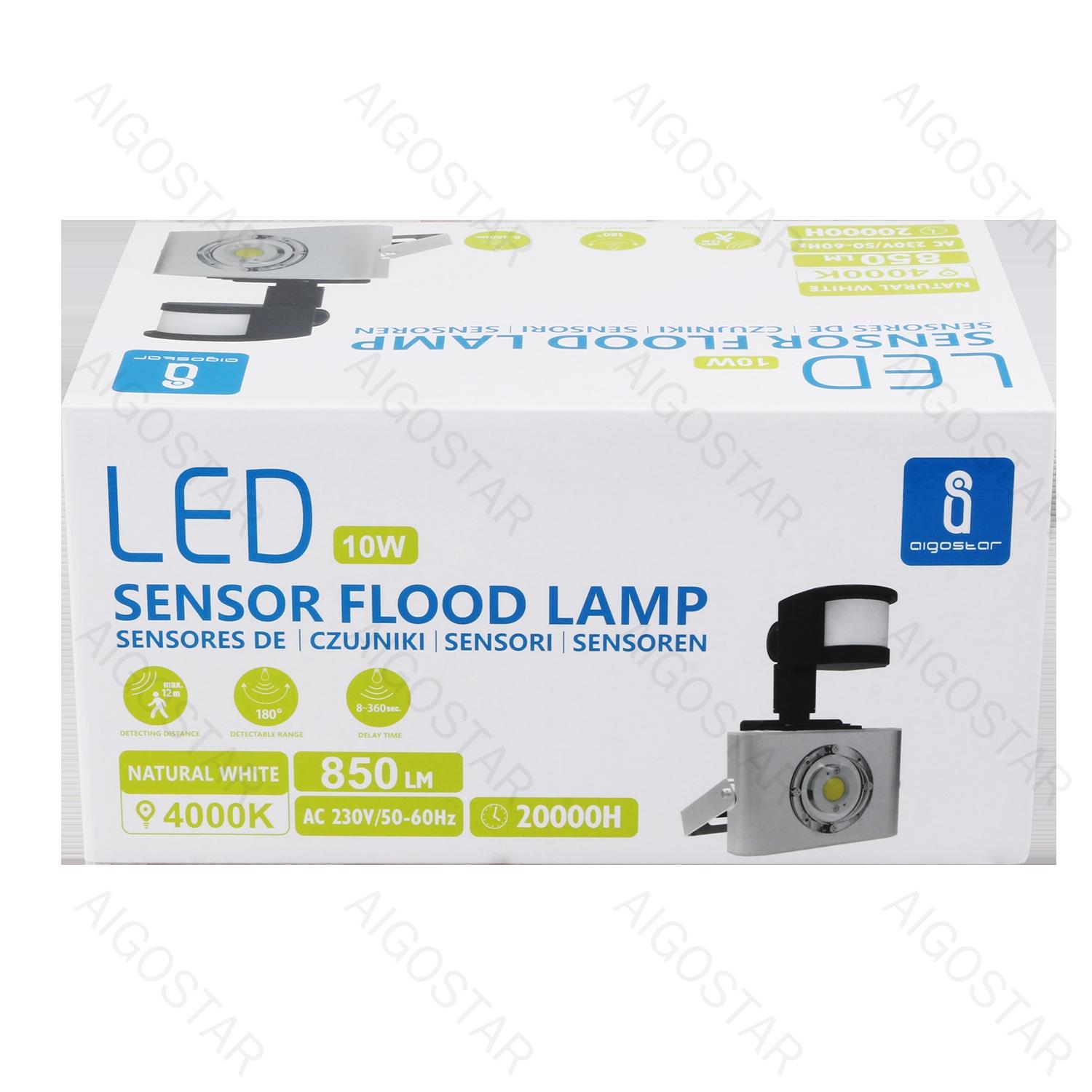 LED sensor floodlight 10W 850lm 4000K IP65