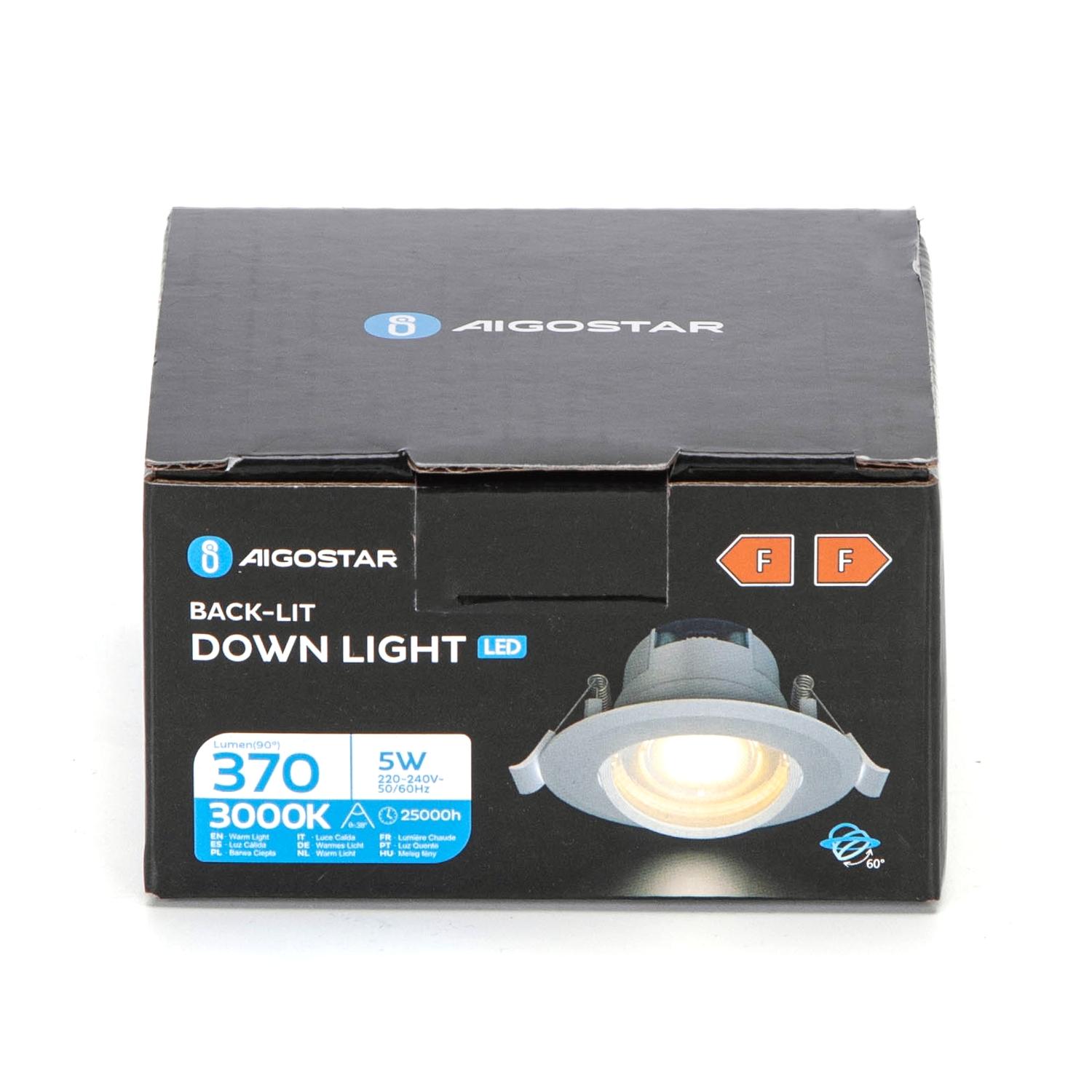 Podtynkowy okrągły downlight LED z regulowanym kątem 5W Żółte światło