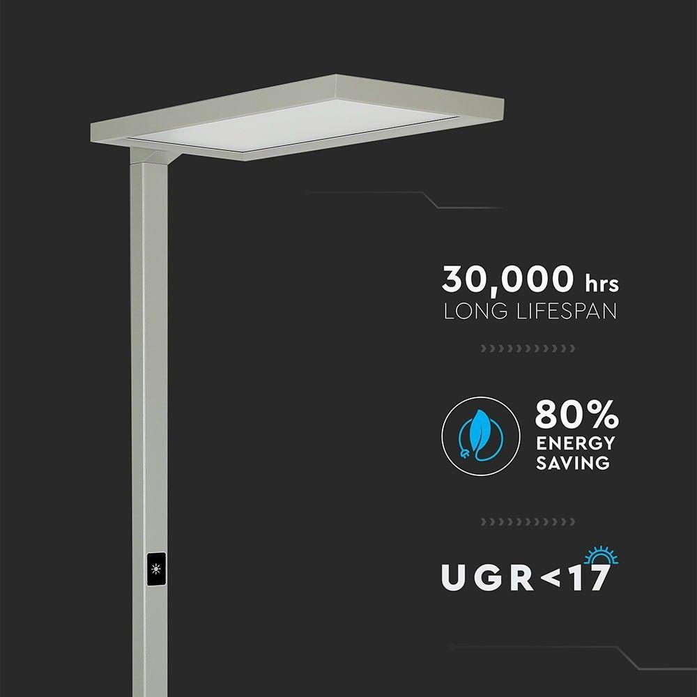 VT-8400 80W LED FLOOR LAMP(TOUCH DIMMING) 4000K,SILVER-5 YRS WTY