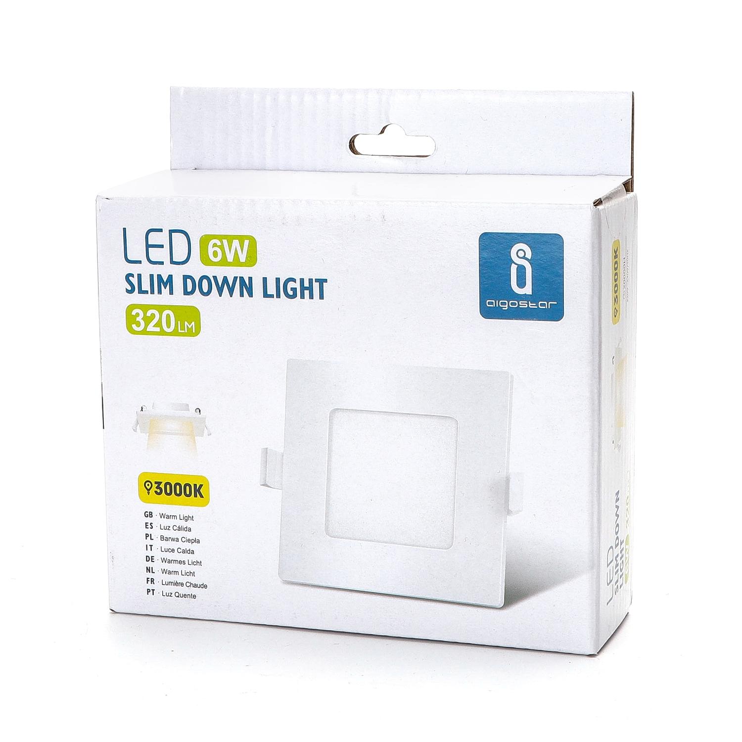 E6 LED Ultra-thin Flush-mounted Square Downlight 6W Yellow Light