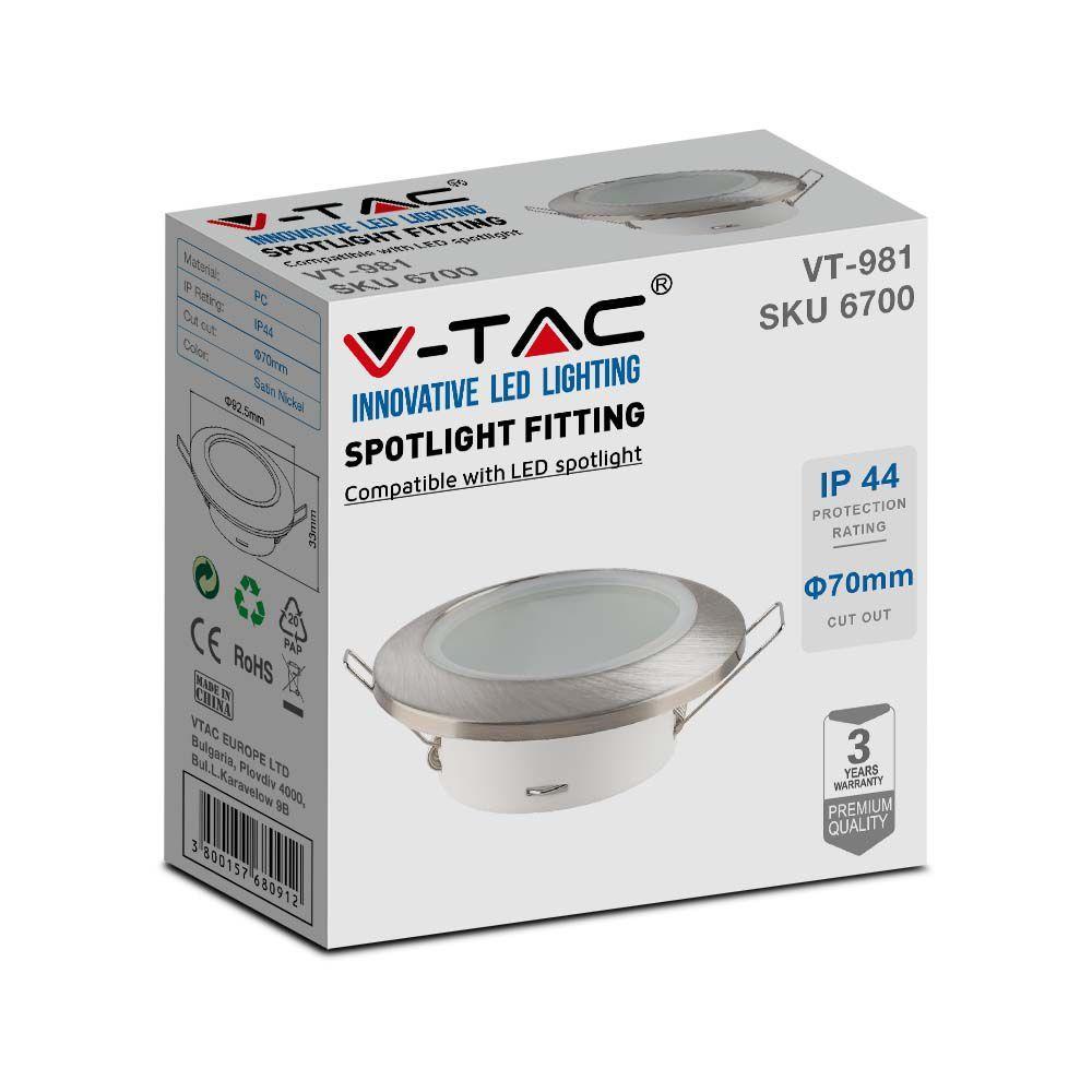 VT-981 GU10 FITTING ROUND SATIN NICKEL